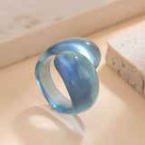 FASHION IRREGULAR DOUBLE WATER DROP PLASTIC RING_CWMM3233