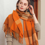 PLAID FAUX CASHMERE SCARF THICK WARM NECK WRAP_CWASC0242