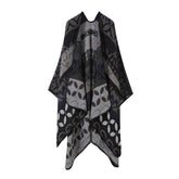 SHAWL SCARF KNITTED JACQUARD SLIT CAPE_CWASC2259