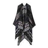 SHAWL SCARF KNITTED JACQUARD SLIT CAPE_CWASC2259