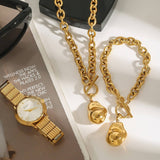 18K GOLD IRREGULAR BEAD OT CLASP CHAIN BRACELET_CWAJE4758
