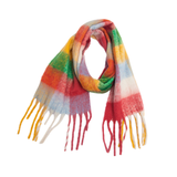 PLAID PATTERN FRINGE TRIM WINTER SCARF_CWASC2691