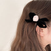 NEW PURE PINK ROSE BOW HAIRPIN_CWAHA4653