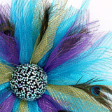 PEACOCK FEATHER RIBBON WREATH DOOR HANGING_CWAJE05389