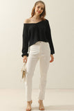 Women V Neck Loose Long Sleeve Blouse_Cwttl1430