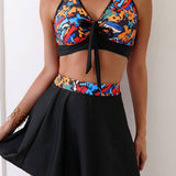 PRINTED CUTE SKIRT THREE PIECE SWIMSUIT_CWMW0324