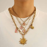 OCEAN STYLE STEEL NECKLACE WITH SHELL FISH_CWMM8834