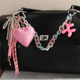 PINK HEART BOW KEYCHAIN WITH BALLOON DOG_CWMM7819
