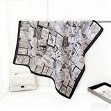 Vintage Stamp Herringbone Linen Feel Scarf_Cwasc03304