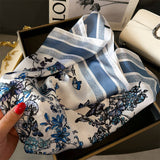 SILKY BUTTERFLY PRINT SCARF HAIR NECK ACCESSOR_CWASC1428