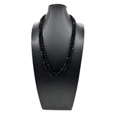 BLACK CRYSTAL KNOT SIMPLE LONG NECKLACE_CWMM4861