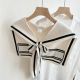 KNIT KNOT SHAWL STRIPED COLLAR WRAP FOR WOMEN_CWASC0848