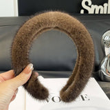 SOLID COLOR MINK HAIR HEADBAND CUTE PLUSH HEADBAND_CWAHA3304