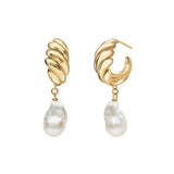 MINIMALIST IRREGULAR PEARL EARRINGS 18K GOLD STEEL_CWAJE5024