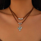 Vintage Irregular Alloy Turquoise Necklace Set_Cwmm3187