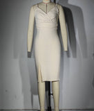 V-Neck Sexy Wrap Hip Split Halter Dress