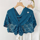 STRIPED OUTER KNITTED DECORATIVE SHAWL_CWASC0759