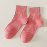 SIMPLE STYLE SOLID COTTON CREW SOCKS FOR WOMENS_CWMS1373