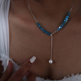 BLUE BUTTERFLY TITANIUM STEEL NECKLACE EARRINGS_CWAJE1085