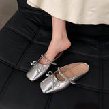 SILVER BOW MULES FOR WOMEN FLAT CLOSED TOE_CWSHF0078