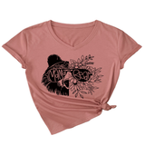 Trendy V-Neck Short Sleeve Shirt For Women