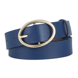 Leopard Print Pu Leather Belt With Round Buckle