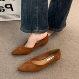 BROWN WEDGE HEELS POINTED TOE FLATS FOR WOMEN_CWSHF0086