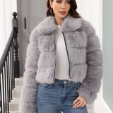 SOLID COLOR FAUX FUR JACKET WOMEN WINTER FALL_CWMM9114