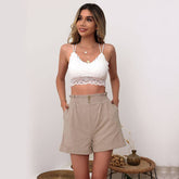 Stylish Solid Color Cotton And Linen Shorts