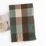 MELANGE PLAID SCARF SOFT FAUX CASHMERE FALL WRAP_CWASC1004