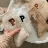 AUTUMN AND WINTER WARM LETTER P MID TUBE SOCKS_CWMS1059
