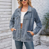 Washed Loose Denim Jacket Mid-Length Top