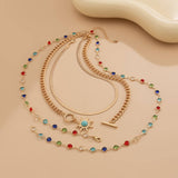 SUNFLOWER COLORED CRYSTAL CHAIN NECKLACE_CWMM3138