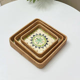 RATTAN COLORFUL SHELL FRUIT TRAY THREE PIECE SET_CWMM4407