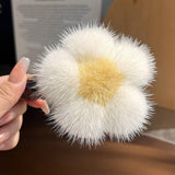 AUTUMN WINTER PLUSH HAIR CLAW FLORAL DUCKBILL CLIP_CWAHA3306