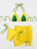 FLUORESCENT BIKINI SET SEXY COLOR BLOCK SWIMSUIT_CWMW0196