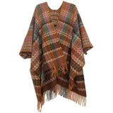 Women Fringe Knitted Poncho Cardigan Cape Shawl