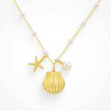 FASHION RETRO SEASIDE PEARL SHELL NECKLACE_CWMM3890