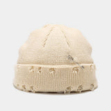 Cwah3168_New Style Iron Ring Pin Hole Wool Knitted Hat
