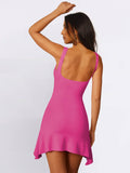 V-Neck Covers Buttocks Sexy Solid-Color Dress