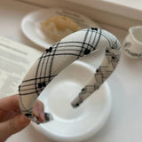 NEW RETRO BLACK AND WHITE PLAID HEADBAND_CWAHA2860
