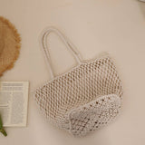 SIMPLE MESH ONE SHOULDER BEACH STRAW BAG_CWAB1884