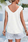 V Neck Lace Patchwork Casual Sleeveless Top_Cwtstsl0049