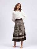 Vintage Leopard Print Contrast Knit Skirt