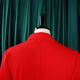 SOLID COLOR ELEGANT SUITCOLLAR PLEATED LAPEL DRESS_CWDMD3718