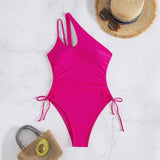 ONE SHOULDER HOLLOW SLIM ONE PIECE SWIMSUIT_CWMW0619