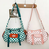 Plaid Large Capacity Shoulder Canvas Bag_Cwab1600