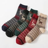 5 PAIRS OF CHRISTMAS CARTOON ELK WARM SOCKS_CWMS0684