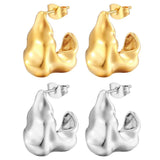 18K MOON HOLLOW OPEN CHUNKY HOOP POST EARRINGS_CWAJE0557