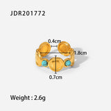 GOLD STAINLESS STEEL INLAID NATURAL STONE RINGS_CWAJE0611